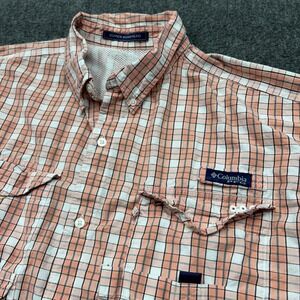 Columbia PFG Shirt Mens Large Super Bonehead Fishing Check Button Up Vented